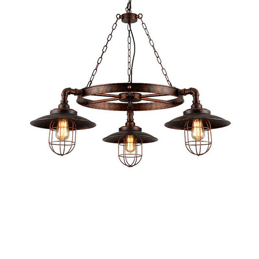 3-Light Metal Hanging Chandelier Industrial Weathered Copper Kitchen Pendant Light - Rebooters