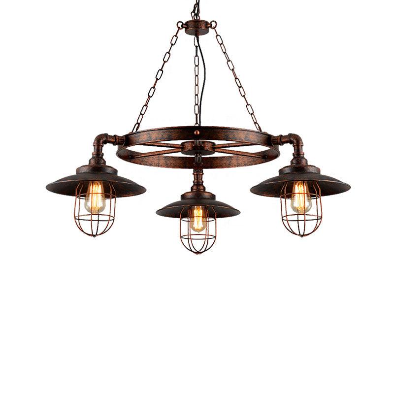 3-Light Metal Hanging Chandelier Industrial Weathered Copper Kitchen Pendant Light - Rebooters