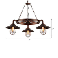3-Light Metal Hanging Chandelier Industrial Weathered Copper Kitchen Pendant Light - Rebooters