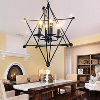 4-Light Metal Hanging Chandelier Industrial Black Candle Fixture - Rebooters