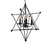 4-Light Metal Hanging Chandelier Industrial Black Candle Fixture - Rebooters