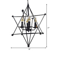 4-Light Metal Hanging Chandelier Industrial Black Candle Fixture - Rebooters