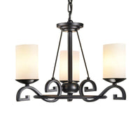 3/6 Lights Chandelier Light with Cylinder Frosted Glass Shade Black Ceiling Lamp - Rebooters