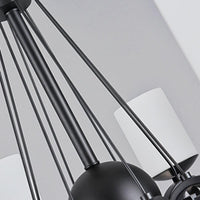 3/6 Lights Chandelier Light with Cylinder Frosted Glass Shade Black Ceiling Lamp - Rebooters