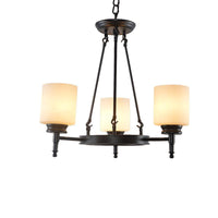 3/6 Lights Frosted Glass Chandelier Traditional Black Wheel Dining Room Fixture - Rebooters