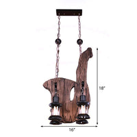 4-Light Lantern Chandelier Industrial Black Clear Glass Pendant - Rebooters