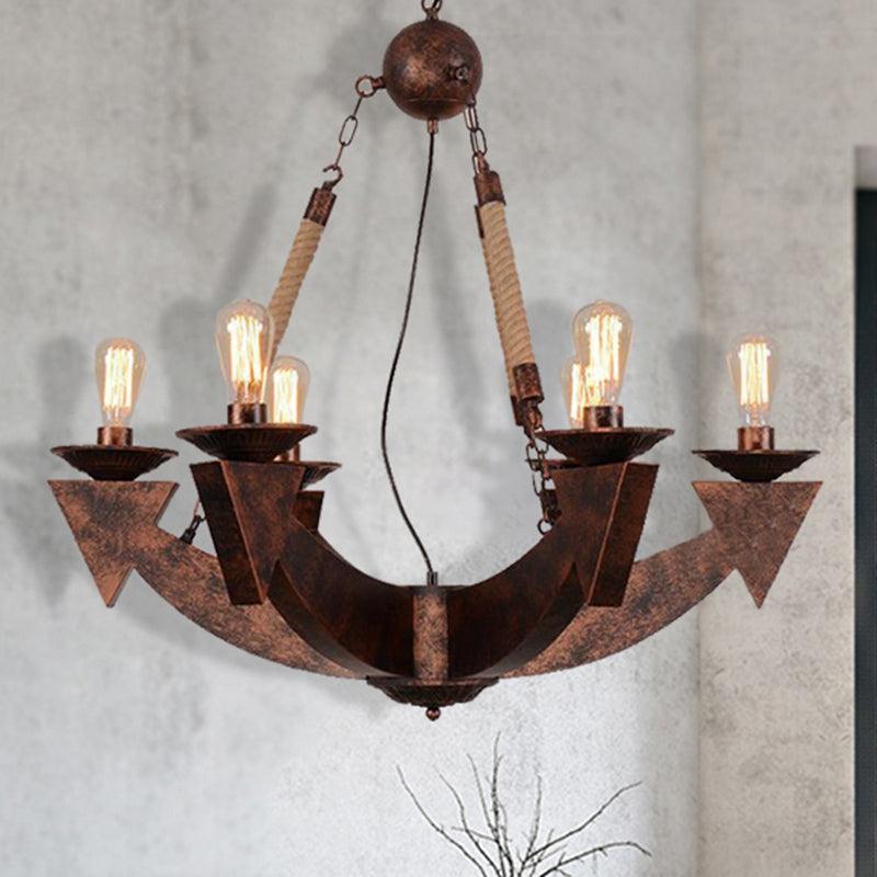 6-Light Ceiling Lamp with Exposed Bulb Metal Industrial Chandeliers - Rebooters