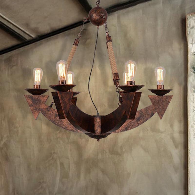 6-Light Ceiling Lamp with Exposed Bulb Metal Industrial Chandeliers - Rebooters
