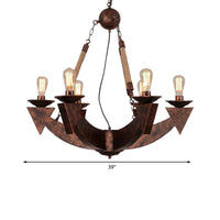6-Light Ceiling Lamp with Exposed Bulb Metal Industrial Chandeliers - Rebooters