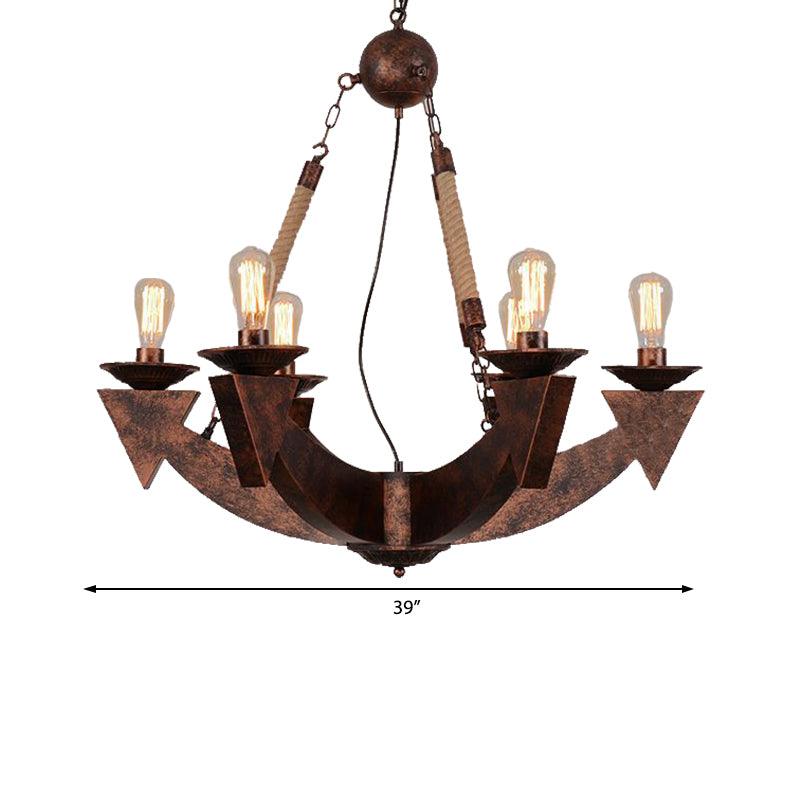 6-Light Ceiling Lamp with Exposed Bulb Metal Industrial Chandeliers - Rebooters