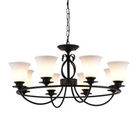 Bell Frosted Glass Chandelier Lighting Traditional 3/6/8 Lights Black - Rebooters