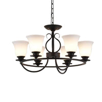 Bell Frosted Glass Chandelier Lighting Traditional 3/6/8 Lights Black - Rebooters