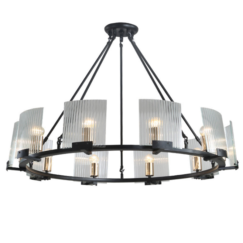 Wagon Wheel Living Room Ceiling Chandelier Black 4/8/10 Lights - Rebooters