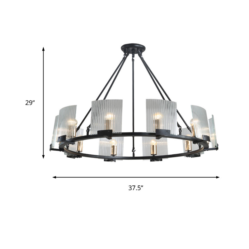 Wagon Wheel Living Room Ceiling Chandelier Black 4/8/10 Lights - Rebooters