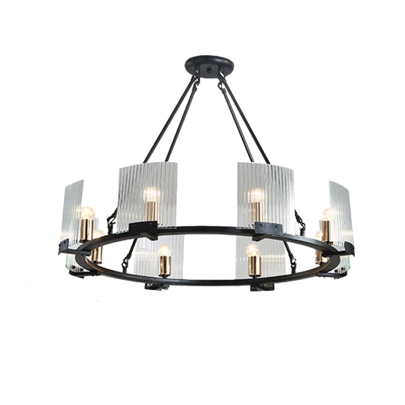 Wagon Wheel Living Room Ceiling Chandelier Black 4/8/10 Lights - Rebooters