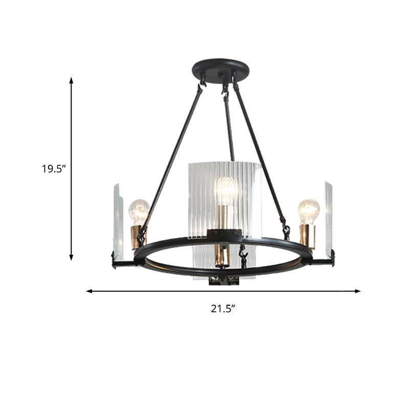 Wagon Wheel Living Room Ceiling Chandelier Black 4/8/10 Lights - Rebooters