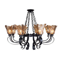 3/6/8 Bulbs Ceiling Lamp Scroll Amber Glass Classic Chandelier - Rebooters