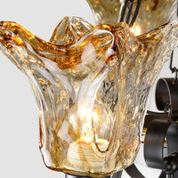 3/6/8 Bulbs Ceiling Lamp Scroll Amber Glass Classic Chandelier - Rebooters