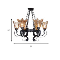 3/6/8 Bulbs Ceiling Lamp Scroll Amber Glass Classic Chandelier - Rebooters