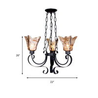 3/6/8 Bulbs Ceiling Lamp Scroll Amber Glass Classic Chandelier - Rebooters