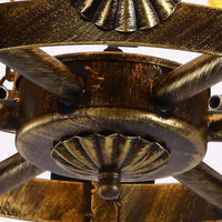 6-Light Crackle Glass Hanging Chandelier Beige Vase Pendant - Rebooters