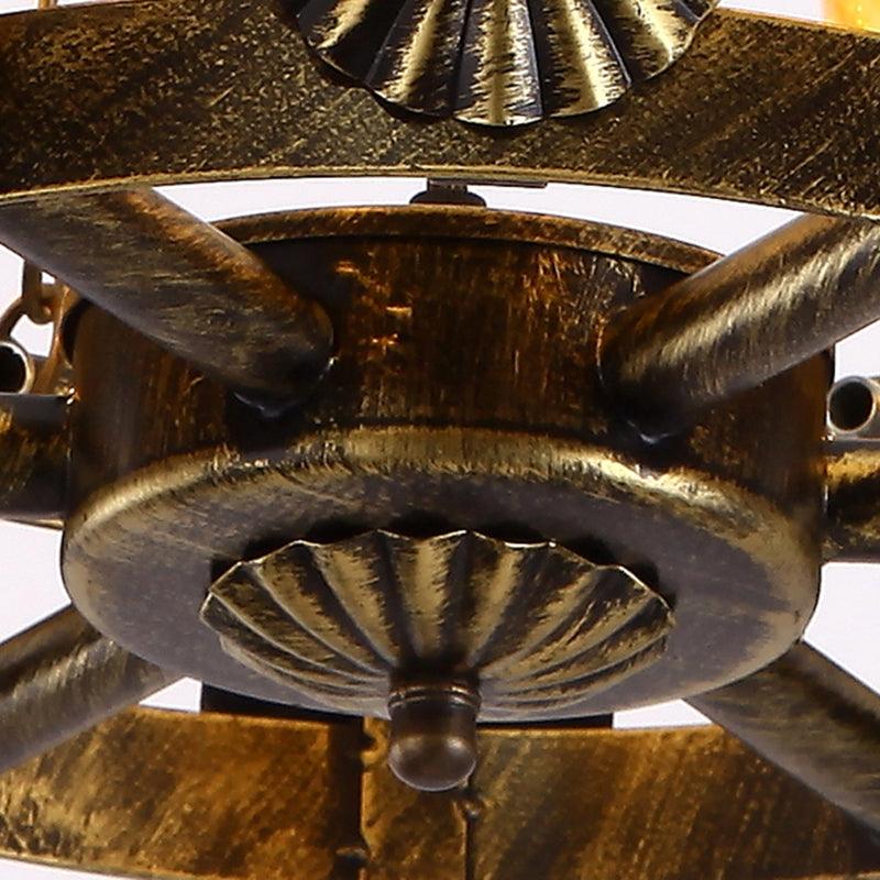 6-Light Crackle Glass Hanging Chandelier Beige Vase Pendant - Rebooters