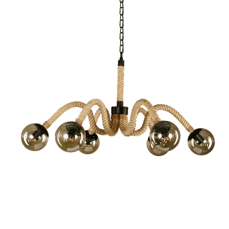 Radial Rope Chandelier Light Traditional 6 Lights Pendant - Rebooters
