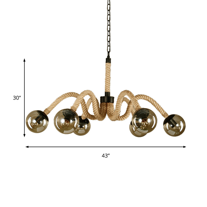 Radial Rope Chandelier Light Traditional 6 Lights Pendant - Rebooters