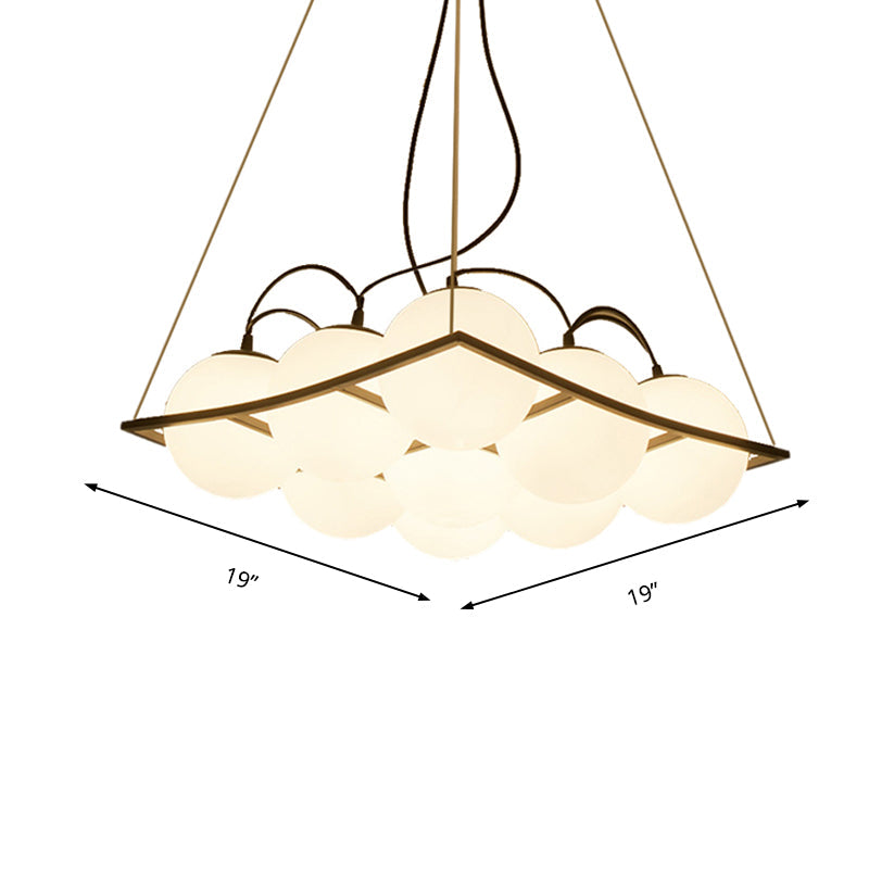 Globe Living Room Ceiling Chandelier Frosted Glass Fixture - Rebooters
