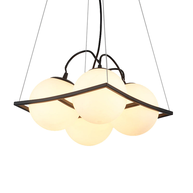 Globe Living Room Ceiling Chandelier Frosted Glass Fixture - Rebooters