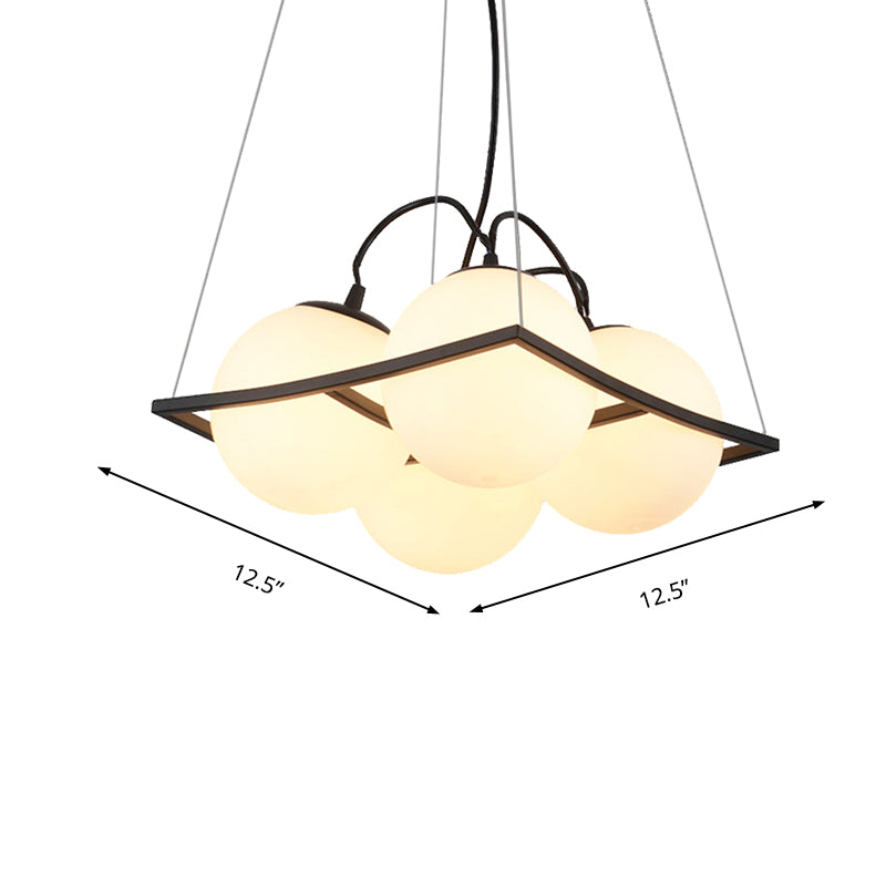 Globe Living Room Ceiling Chandelier Frosted Glass Fixture - Rebooters
