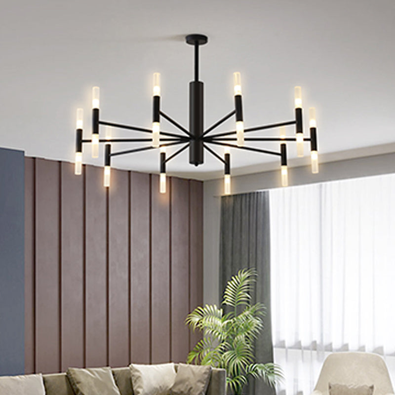 Radial Shaped Living Room Ceiling Lighting Metallic Postmodern LED Chandelier Light Fixture - Rebooters