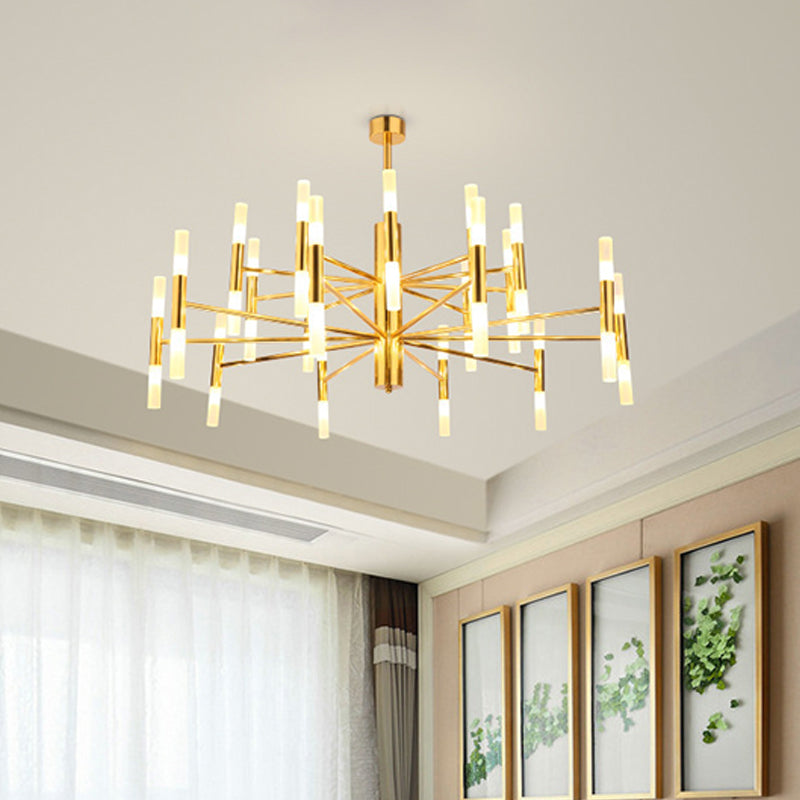 Radial Shaped Living Room Ceiling Lighting Metallic Postmodern LED Chandelier Light Fixture - Rebooters
