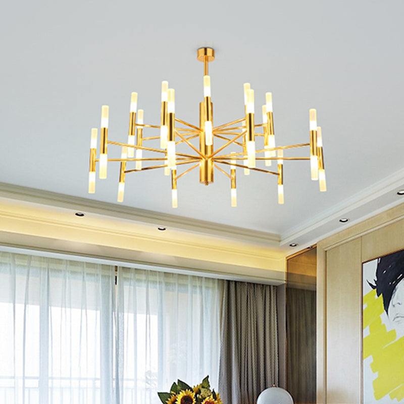 Radial Shaped Living Room Ceiling Lighting Metallic Postmodern LED Chandelier Light Fixture - Rebooters