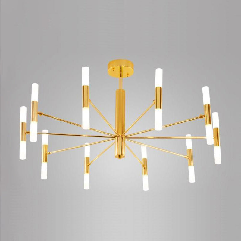 Radial Shaped Living Room Ceiling Lighting Metallic Postmodern LED Chandelier Light Fixture - Rebooters