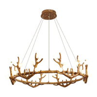 Antler Living Room Ceiling Lighting Vintage Resin Brown LED Chandelier - Rebooters