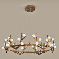 Antler Living Room Ceiling Lighting Vintage Resin Brown LED Chandelier - Rebooters