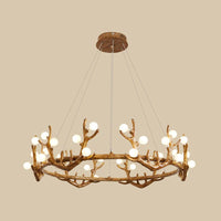 Antler Living Room Ceiling Lighting Vintage Resin Brown LED Chandelier - Rebooters