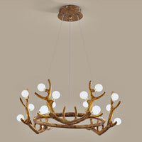 Antler Living Room Ceiling Lighting Vintage Resin Brown LED Chandelier - Rebooters