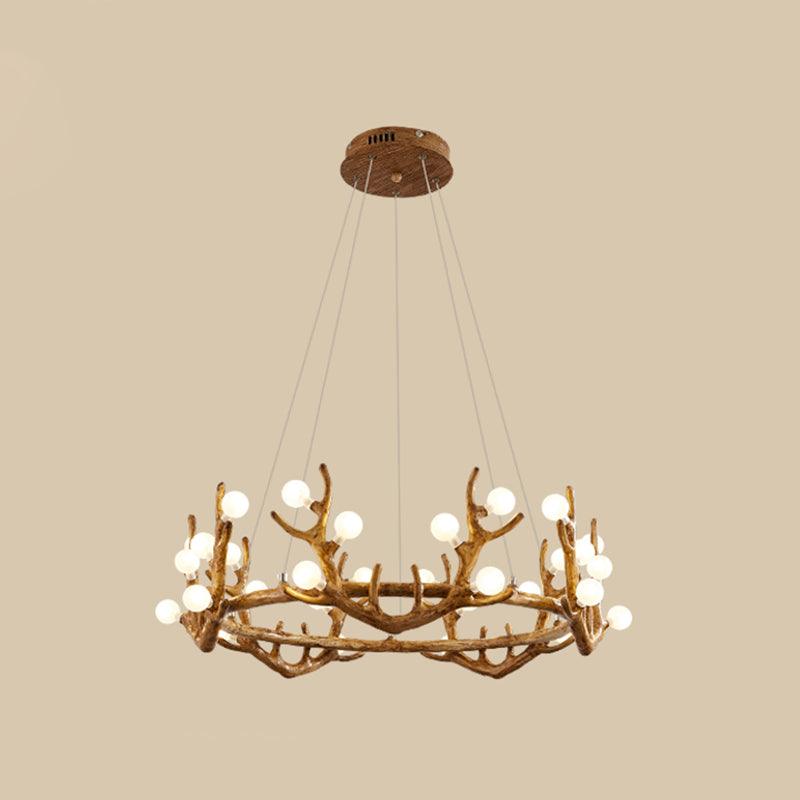 Antler Living Room Ceiling Lighting Vintage Resin Brown LED Chandelier - Rebooters