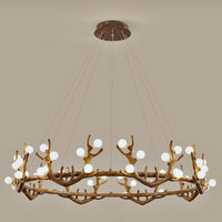Antler Living Room Ceiling Lighting Vintage Resin Brown LED Chandelier - Rebooters