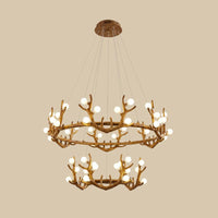 Antler Living Room Ceiling Lighting Vintage Resin Brown LED Chandelier - Rebooters