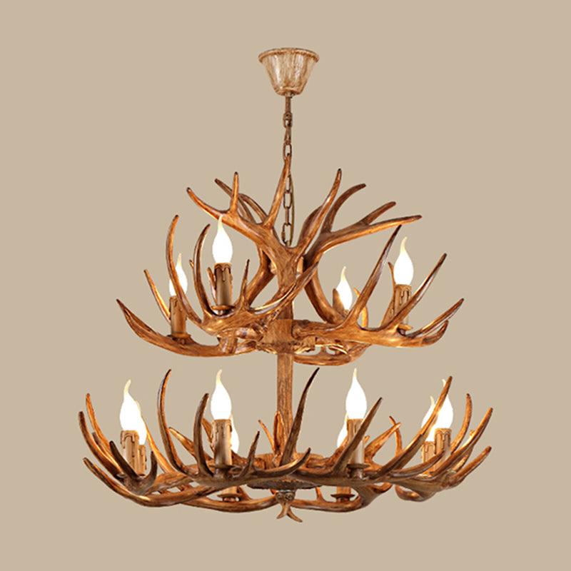 Antler Shape Resin Chandelier Light Rustic Pendant Fixture - Rebooters