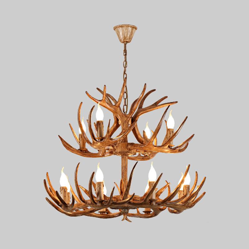 Antler Shape Resin Chandelier Light Rustic Pendant Fixture - Rebooters