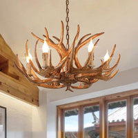 Antler Shape Resin Chandelier Light Rustic Pendant Fixture - Rebooters