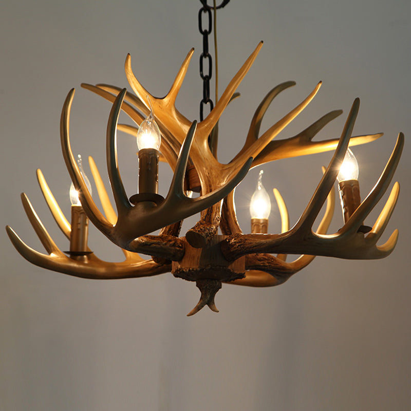 Vintage Antler Shaped Chandelier Light Fixture Resin Pendant Light for Restaurant - Rebooters