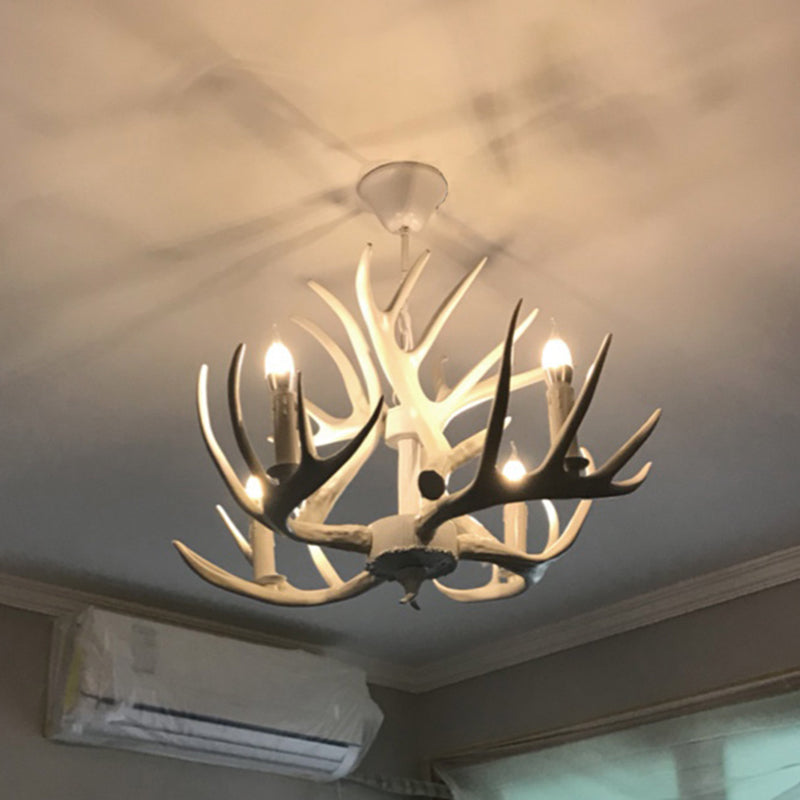 Vintage Antler Shaped Chandelier Light Fixture Resin Pendant Light for Restaurant - Rebooters