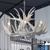 Antler Shaped Dining Room Chandelier Lighting Classic Resin White Pendant Light Fixture - Rebooters