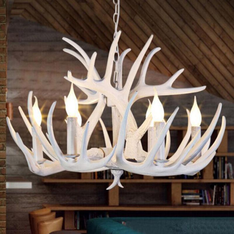 Antler Shaped Dining Room Chandelier Lighting Classic Resin White Pendant Light Fixture - Rebooters