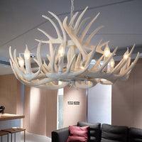 Antler Shaped Dining Room Chandelier Lighting Classic Resin White Pendant Light Fixture - Rebooters